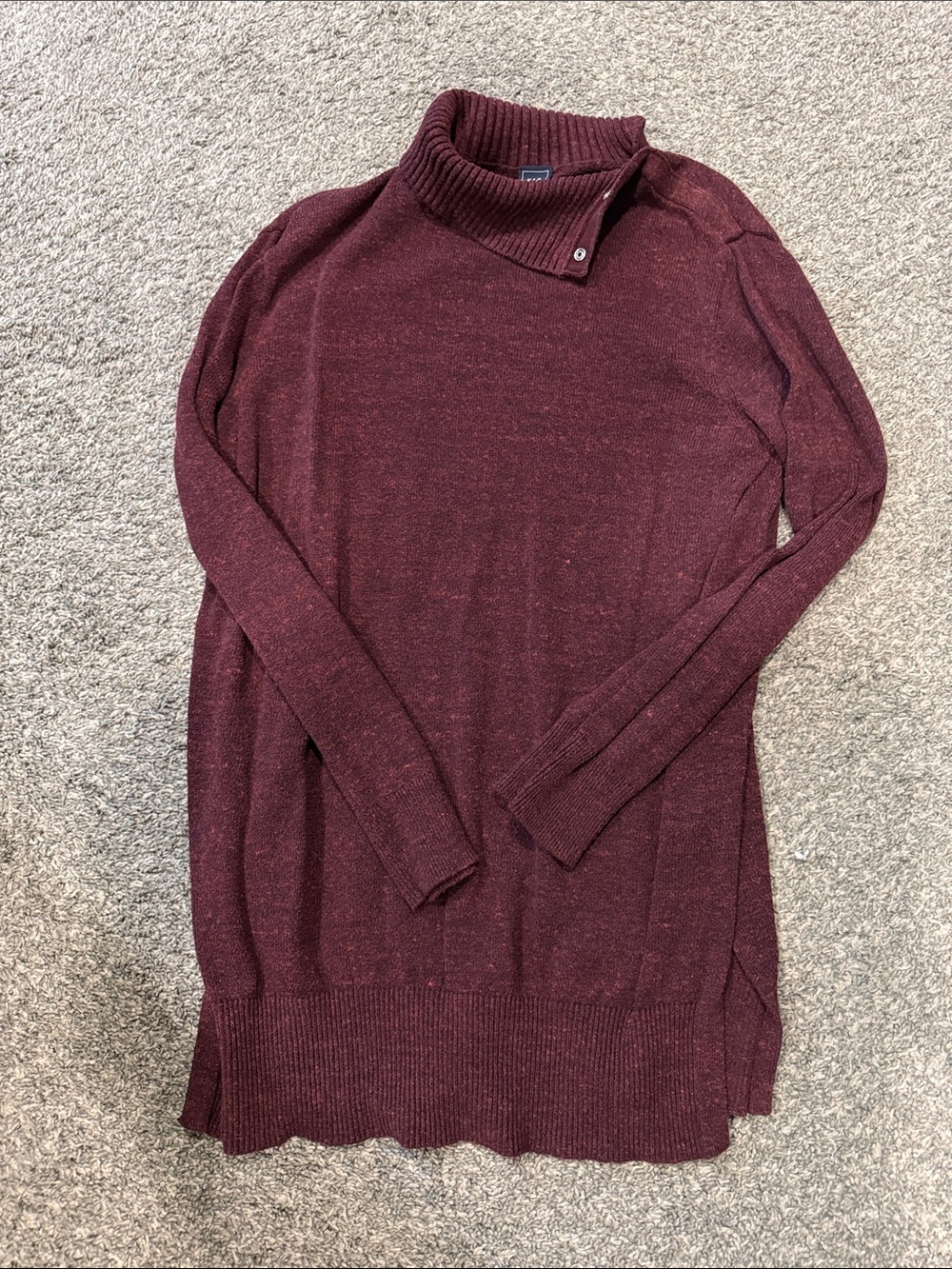 GAP Women's Burgundy Button-Shoulder Turtleneck Sweater